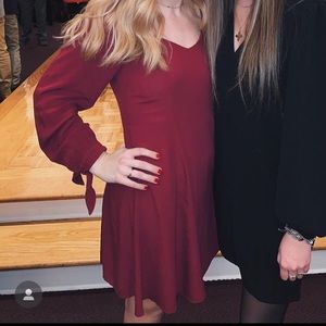 Long sleeve maroon dress - Size S (Tall)